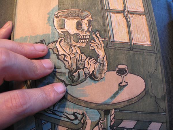 oldbookillustrations:  A woodcut today: from the first idea, to the elaborate sketch