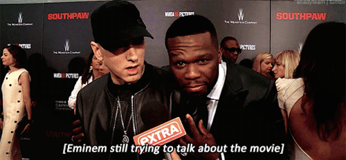 shadyteam:Eminem and 50 Cent at the Southpaw premiere {+}