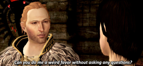 incorrectdragonage: submitted by audiblehush Anders: Can you do me a weird favor without asking any 