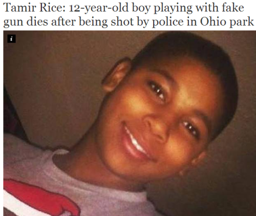 alunaes:  hardcoretrancetunes1993:  thinksquad:  A 12-year-old boy has been shot dead by police in the US as he played with a fake gun in a park. Tamir Rice, who was black, died of his wounds yesterday in hospital after being shot twice in Cleveland,