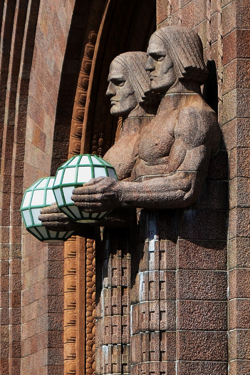 The statues at Helsinki Railway Station designed by Emil Wikstrom