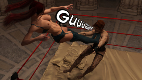 roxerotique: Felicity FLIES off that top rope and NAILS Karen in the breasts! DAYUM!!!You can see lo
