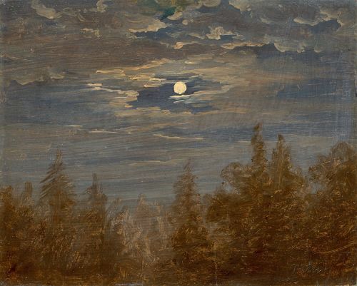 amare-habeo: German anonymous artist Moonight (in Dresden?), 1853Oil on paper on cardboard, 21,2 &ti