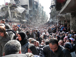 “Rows and rows of emaciated people, silhouettes crowded and filthy angry, facing the delicate faces and hungry children queuing for food packages; the image of a mother grieving over the death of his son, the tears of a father who is reunited with her