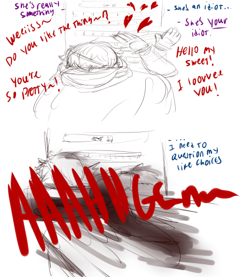 I got bored so I doodled a Future AU comic when Ruby leaves a big rose petal message outside Weiss’s office because shes a big dumb dork : D