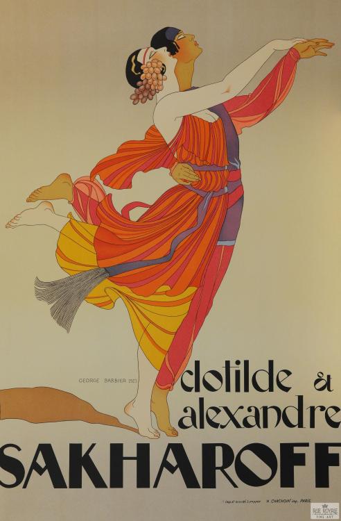 George Barbier (French, 1882–1932). Poster for Clotilde von Derp and Alexander Sakharoff (1921