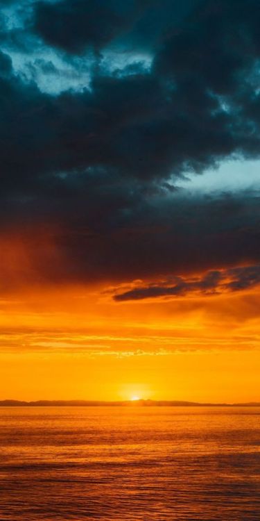Sea, clouds, horizon, clam sea, sunset, nature, 1080x2160 wallpaper @wallpapersmug : https://ift.tt/