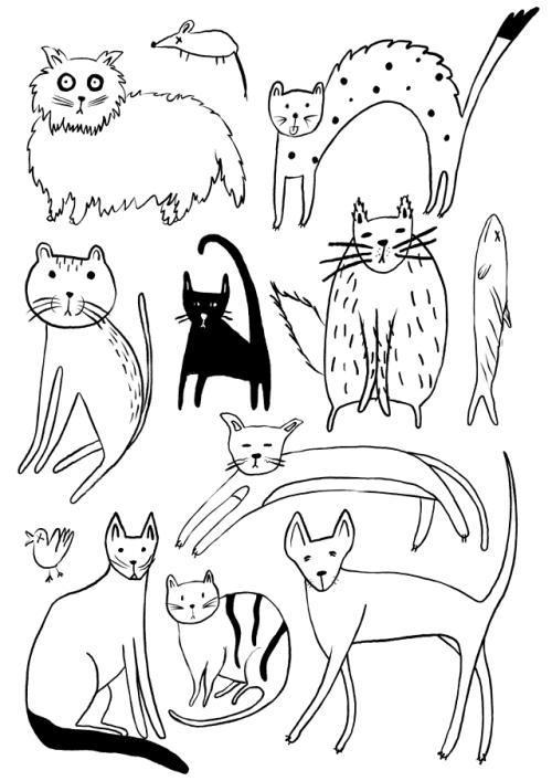 Here are some cats for you to look at. Stickers available at drawnonna.etsy.com