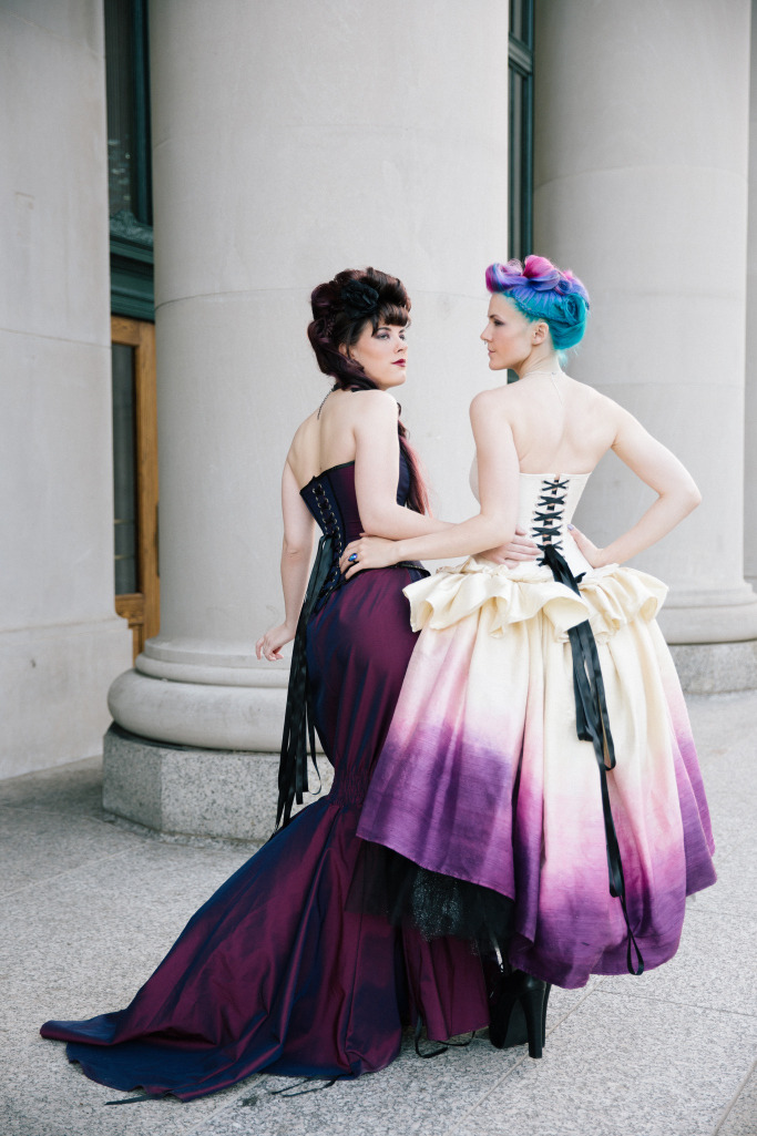 kmkdesignsllcclothing:  Purple Gowns Light and Dark. Photos by Jen Montgomery Photography