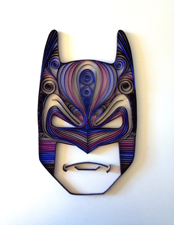 herochan:  Quilled Comic Masks Original Batman, Iron Man, Autobot and Decepticon each
