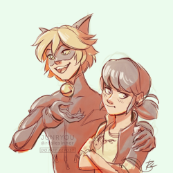 junryou:  Princess Scoop“Rena! I think you deserve an introduction!” Chat Noir put Marinette down, rested his left arm around her shoulders and presented her fully and proudly with his other hand “This is Marinette, my beautiful, smart and talented