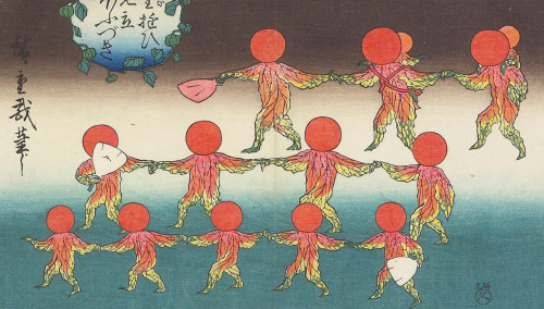 transparentoctopus:Utagawa Hiroshige, lanterns at play 1842