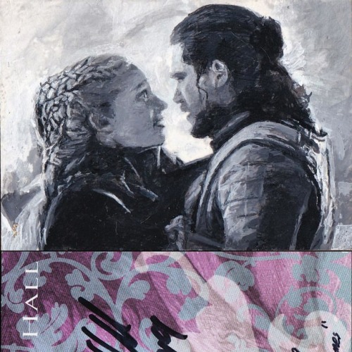 hallcharles: Oil paint on cardstock 2.5 inches x 3.5 inches #gameofthronesart #painting #sketchcard.