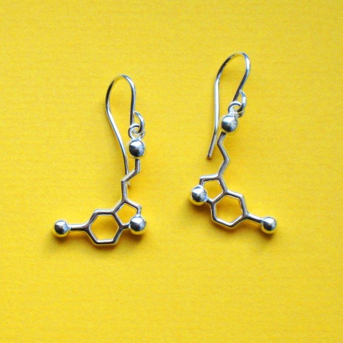 caitlynhetillica:   Dopamine Molecule Necklace Serotonin Molecule Necklace Caffeine Molecule Necklace  DNA Necklace Sterling Silver Chain Dopamine Earrings Serotonin Earrings 