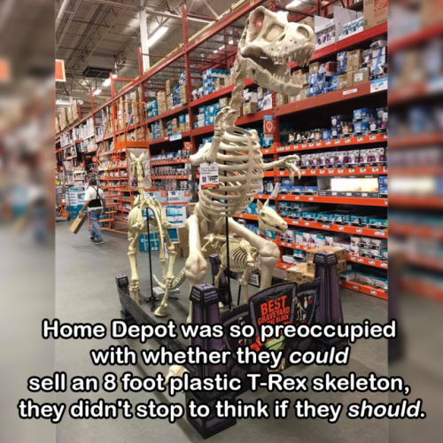 charleydeppner:That moment when you consider a $300 impulse buy of an 8 ft. plastic T-Rex skeleton, 