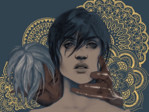 agarthanguide:I swear to god I only drew Fenris and Hawke because I wanted to draw mandalas and I di