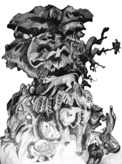 Sketch of sculpture composition in Moscow zoo. Year of 2013. Набросок скульптурной композиции в Моск