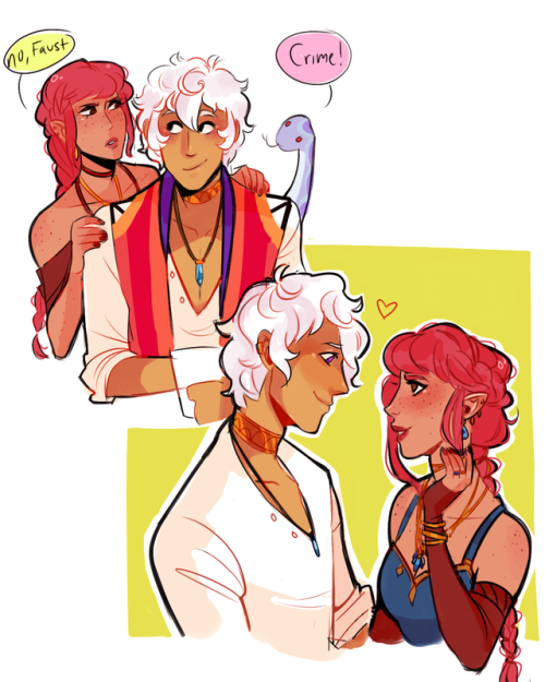 bonsquiggle:Some Asra and Alys doodles uwu