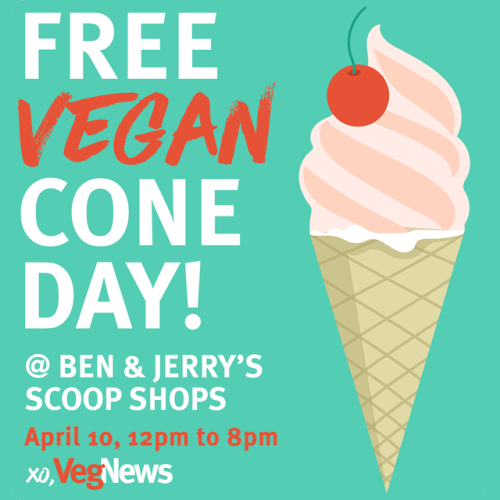 TOMORROW’S THE DAY! Make sure not to miss the free vegan cones at Ben & Jerry’s Scoop Shops tomo