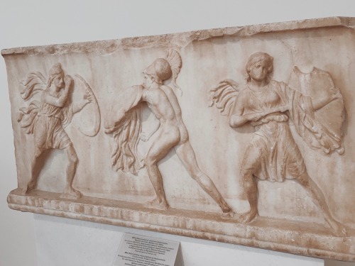relief slab from a frieze depicting an amazonomachy.national archaeological museum in athens, greece