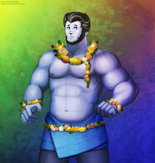 I wanted to make a cute illustration of my roegadyn, Barnaby Wyznfarr, without a shirt.