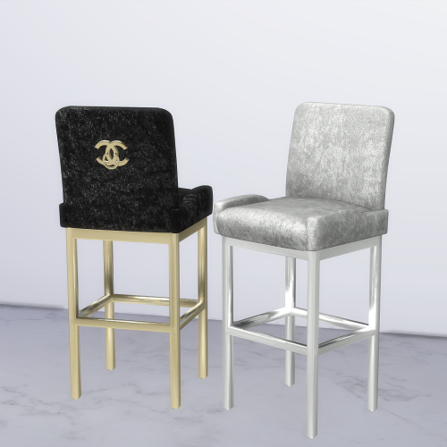 xplatinumxluxexsimsx:Chanel Luxe Bar StoolBar stool to compliment our Chanel dining set!• Same 4 f