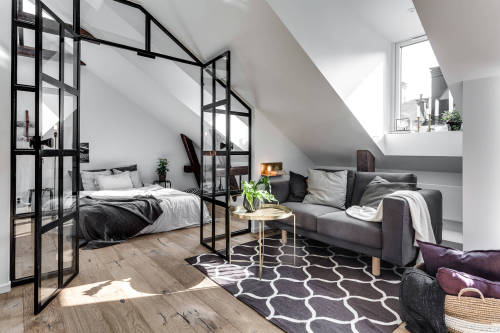 gravityhome:Attic apartment with industrial glass wallFollow Gravity Home: Blog - Instagram - Pinter