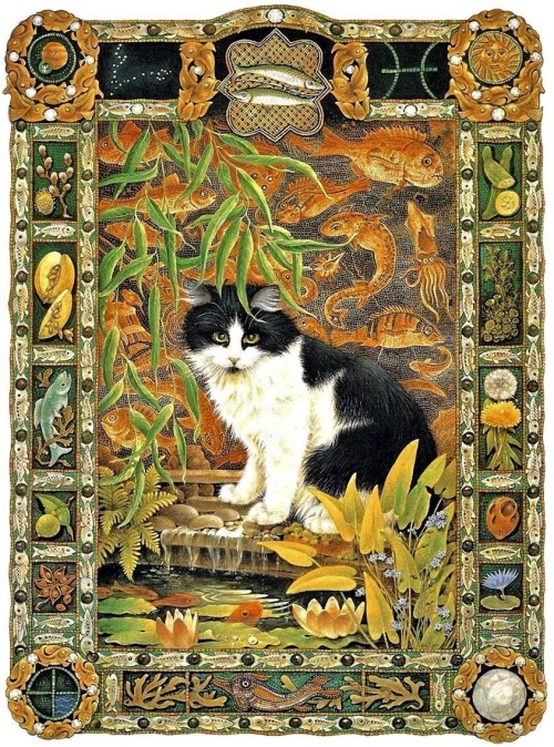 wtxch:Lesley Anne Ivory (British, b. 1934)Pisces from “Star Cats: A Feline Zodiac”, 1998