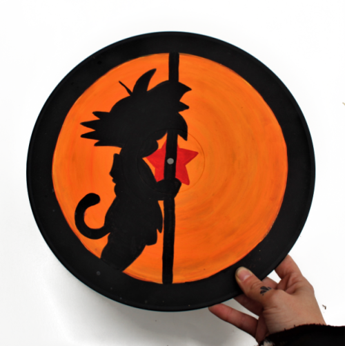 terrapinperspective:Kid Goku and Seven Star Dragon ball painted vinyl records available atEtsy.com/S