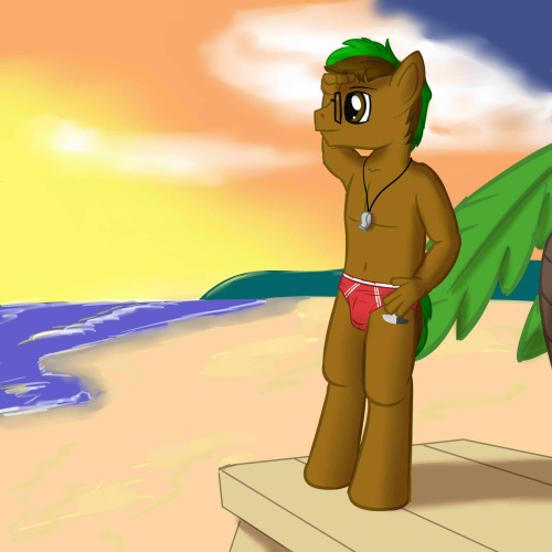 Shinning Star (I think that’s his name) keeping a lookout on the beach in his pair of speedos. Pretty simple request, though trying to go back towards slightly more pony form.  May have made the thighs a bit to long, but eh, still trying to find