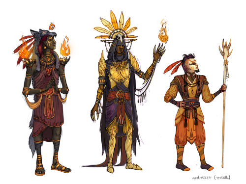 apel-rising: Blackspire Clan’s priesthood of the Eternal Flame, here as humansFrom left to rig