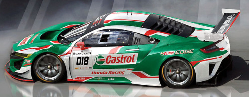 carsthatnevermadeitetc:  Honda NSX GT3, 2018. Honda will make its first European appearance at the 24 Hours of Spa Francorchamps In July. The relationship between Castrol and Honda dates back to the 1960s, a first generation NSX sponsored by Castrol