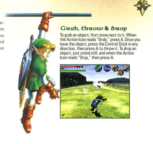 As a kid I had an Ocarina of Time strategy guide and thought this pic of Link hanging from a ledge w