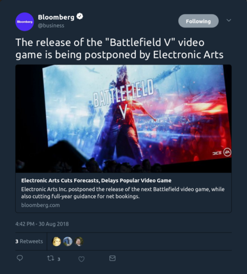 Get fucked EA. That’s what you get for being idiots.Of course now they are pretending to postpone the game to react to the “feedback” and further tweaking, when there is an open beta for things like that in a week. They fucked up, got no preorders