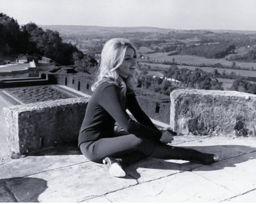  Sharon Tate photographed for MGM studios “Eye of the Devil” during location filming at the  Château