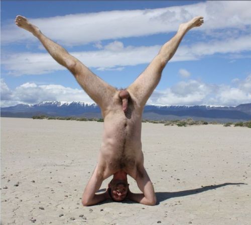 personalextension:  Nude asanas on the desert playa.  Birthday party at the edge of the world, May 2010! (Far SE Oregon, USA) #parsvabakasana #ardachandrasana #sirsasana #kumbhakasana #namaste 