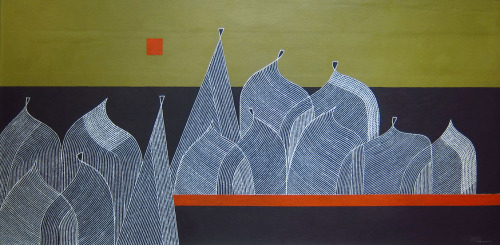 Arturo Luz (b.1926) - Palitana White Temples. 2004. Acrylic on canvas.Click to enlarge.