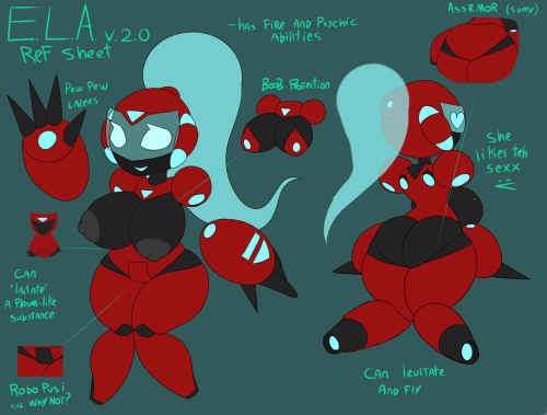 elfdrago:  Obligatory Ela ref!   Hmmmmmm, ideas for drawing Ela out in the annual tentacle event, which Weavile joins in……. but for another time.Kind of want to draw out a OC gynoid now.