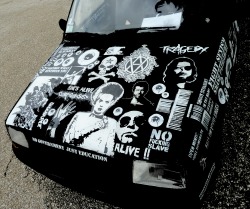 curious-dee:  pop-punk-prince:  glamourpuke:  jtheantiproduct:  My car  omfg crust car !!  oh god someone made a car into a punk vest you’re in too deep friend  wow 