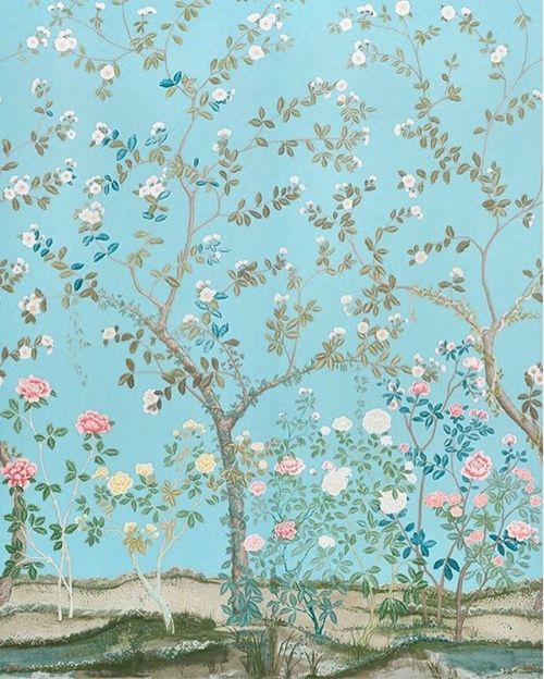 This Chinoiserie wallpaper, “Madame De Pompadour”, from Miles Redd’s new collectio