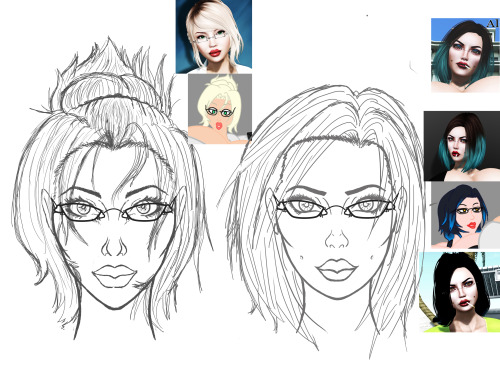 alilionheart:  ryu-machinae:  Making great progress on the profile pic! I decided to include Aliecia in the sketch too ^^ I think I managed to create a good likeness of her. For now, shes sharing Chelsea’s frames xD but I kinda like how they show the