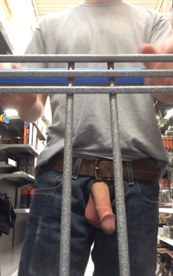 exposedhotguys:Walking around the local store with my cock and balls fully out! :P