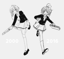 rispen-hortensie:  Changes in character design for Cardcaptor Sakura: the ending of the Sakura Card arc, June 2000, versus the beginning of the Clear Card arc, June 2016. 