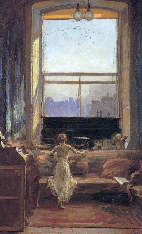 quietcorner: John Lavery (1856 - 1941): Daylight Raid from my Studio Window, 7 July 1917