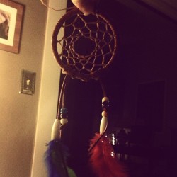Made my first dream catcher today, I suck but whatever.