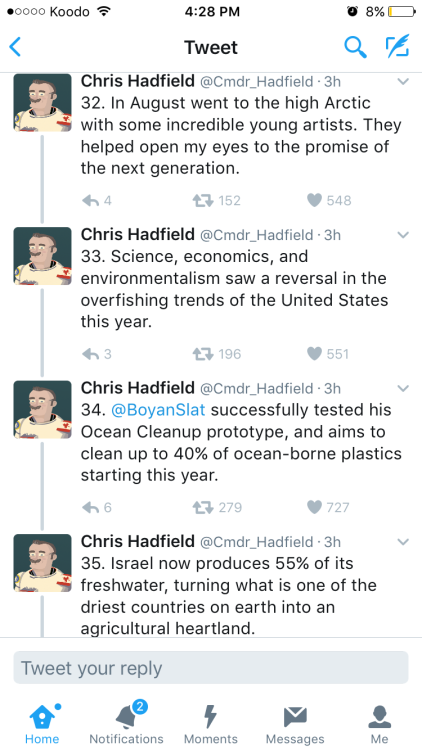 shychemist: 2016 wasn’t all bad as Canadian Astronaut Chris Hadfield explains. Humanity d