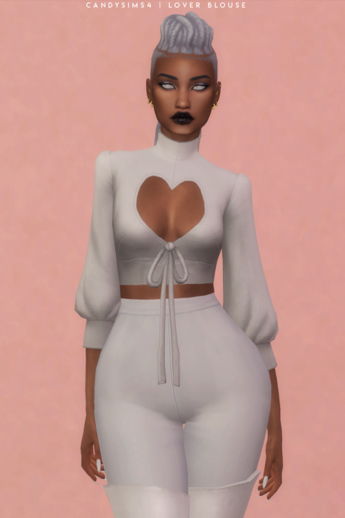 candysims4:LOVER BLOUSE A cute blouse with a heart shaped neckline.TEEN TO ELDERBASE GAME COMPATIBLE