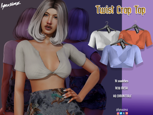 TWIST CROP TOPDOWNLOAD @ SIMSDOM ❣New MeshAll Lod&rsquo;sTeen to Elder14 SwatchesCustom Maps/Thumbna