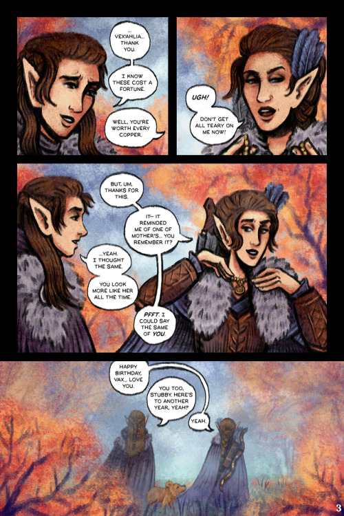 hla-rosa:happy birthday, twins[image description: a colorful comic depicting Vax and Vex, slender li