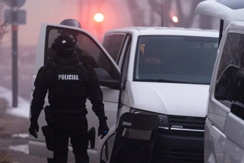 Specialna Enota Policije (Special Police Unit) in Ljubljana, Slovenia, January 2022.